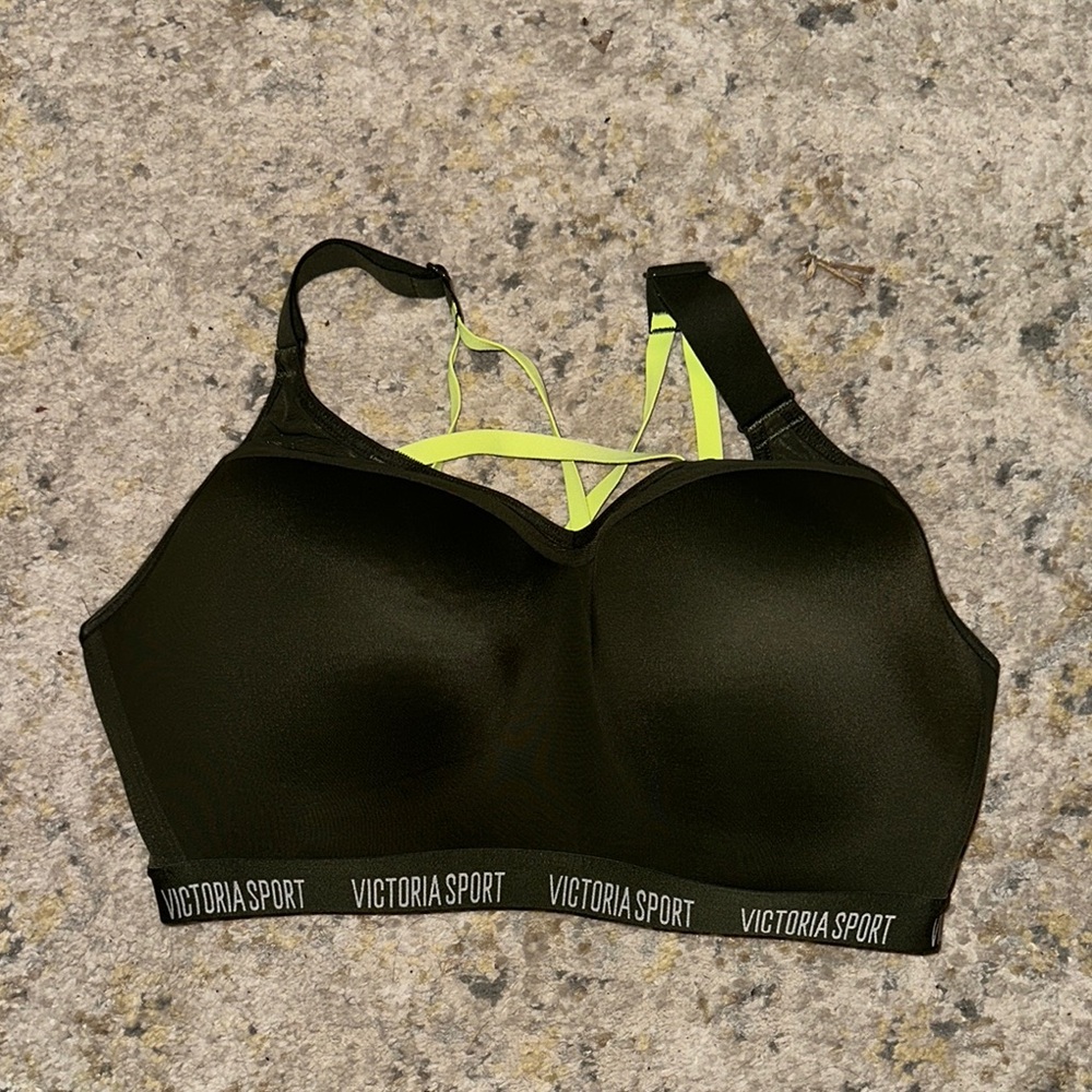Victoria Sport Black and Neon Green Sports Bra